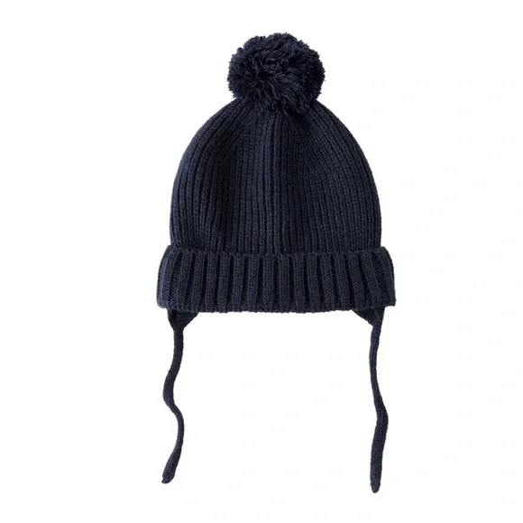 Zara | Accessories | Zara Navy Knit Pompom Hat | Poshmark display picture 3